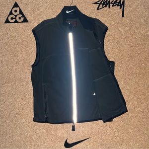 Vintage Nike 1990s ACG Therma-Fit Fleece Vest Green Mens L